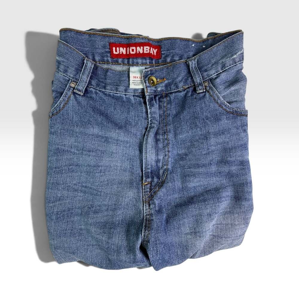 00s Baggy Bootcut Jeans Unionbay 38x32 Faded Wash Denim